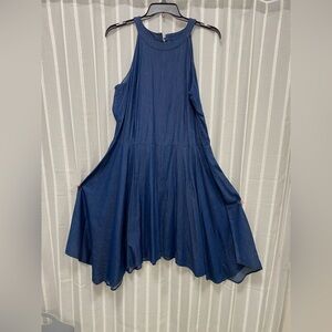Ashley Stewart Navy Blue Sleeveless Dress Handkerchief Style Skirt Size 18‎